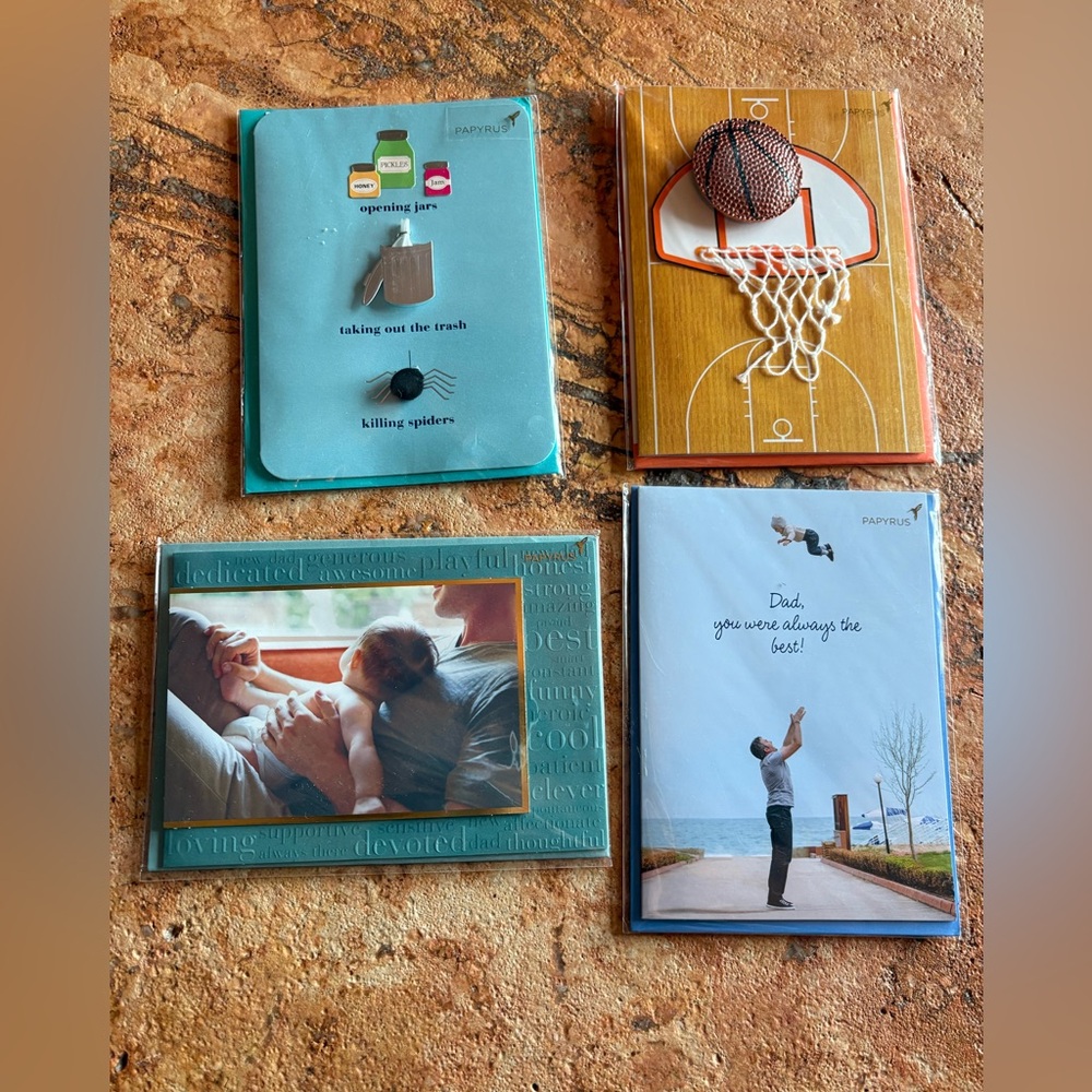 Papyrus Happy Father's Day 3-D Card Bundle Lot Of 4 Unsung Hero Daddy Love Dad